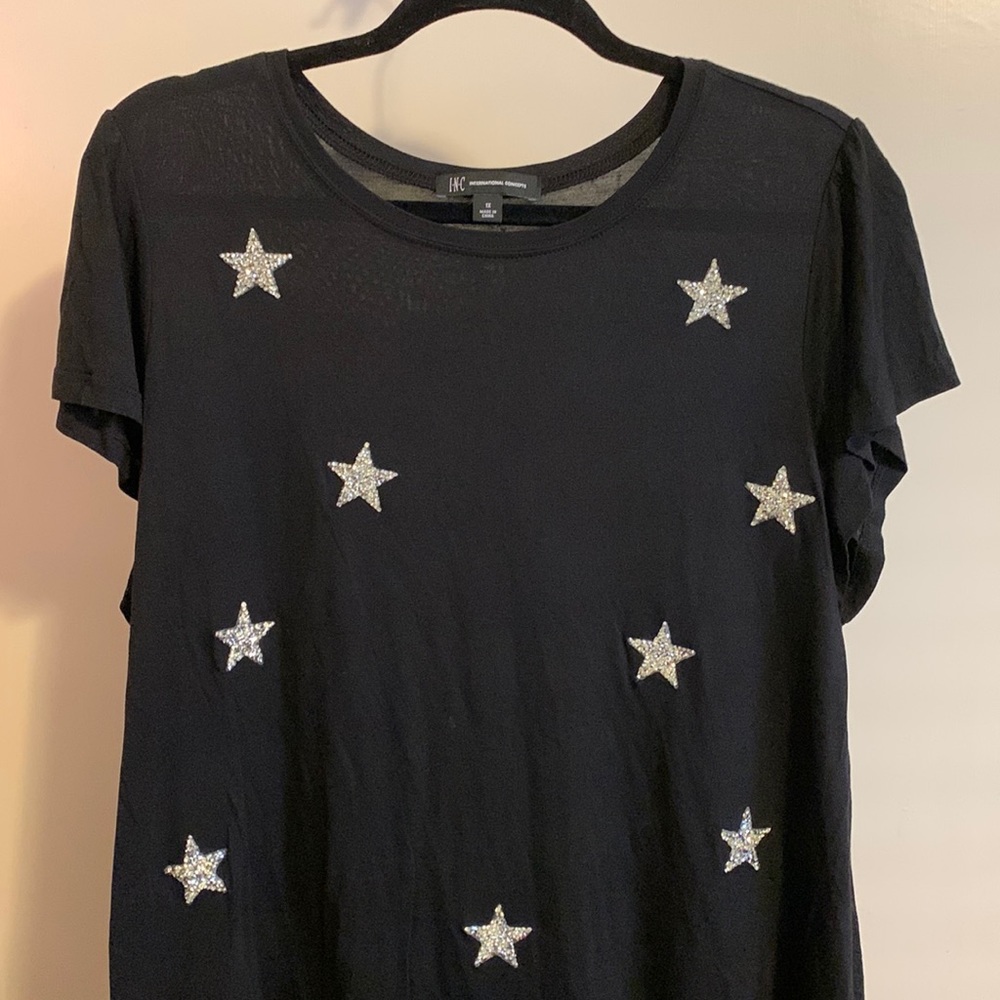 INC International Concepts 1X black top with stars